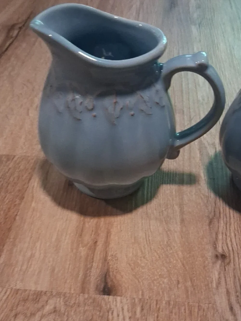Longaberger Light Blue Stoneware Sugar Bowl And Creamer